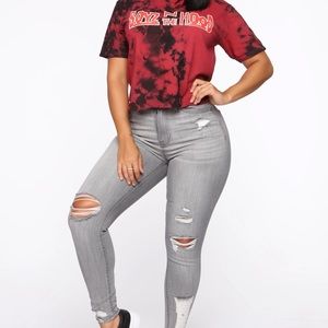Fashionnova grey ripped high waisted skinny jeans